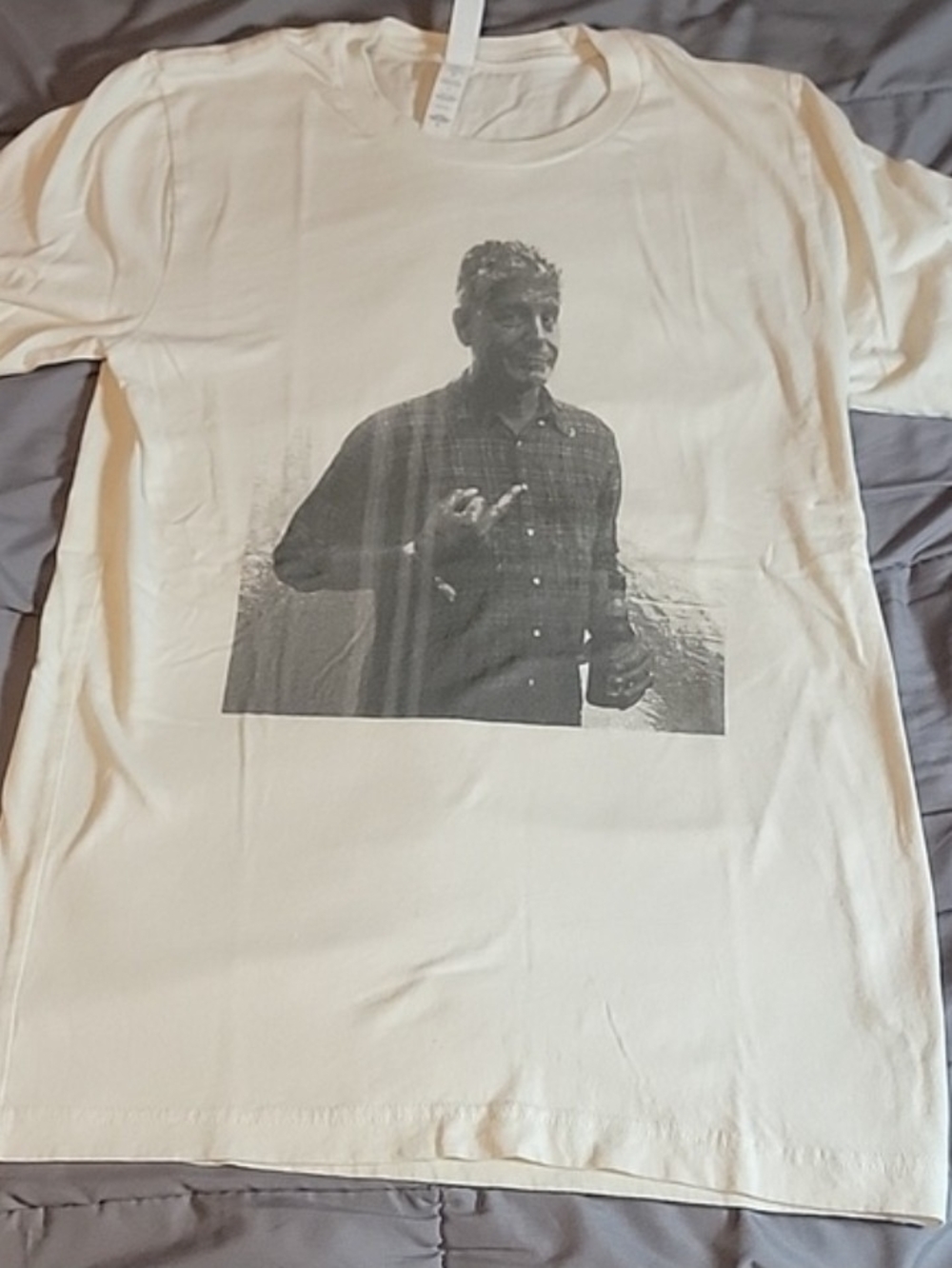 Bella Canvas Anthony Bourdain Middle Finger Graphic T-Shirt Cream Small